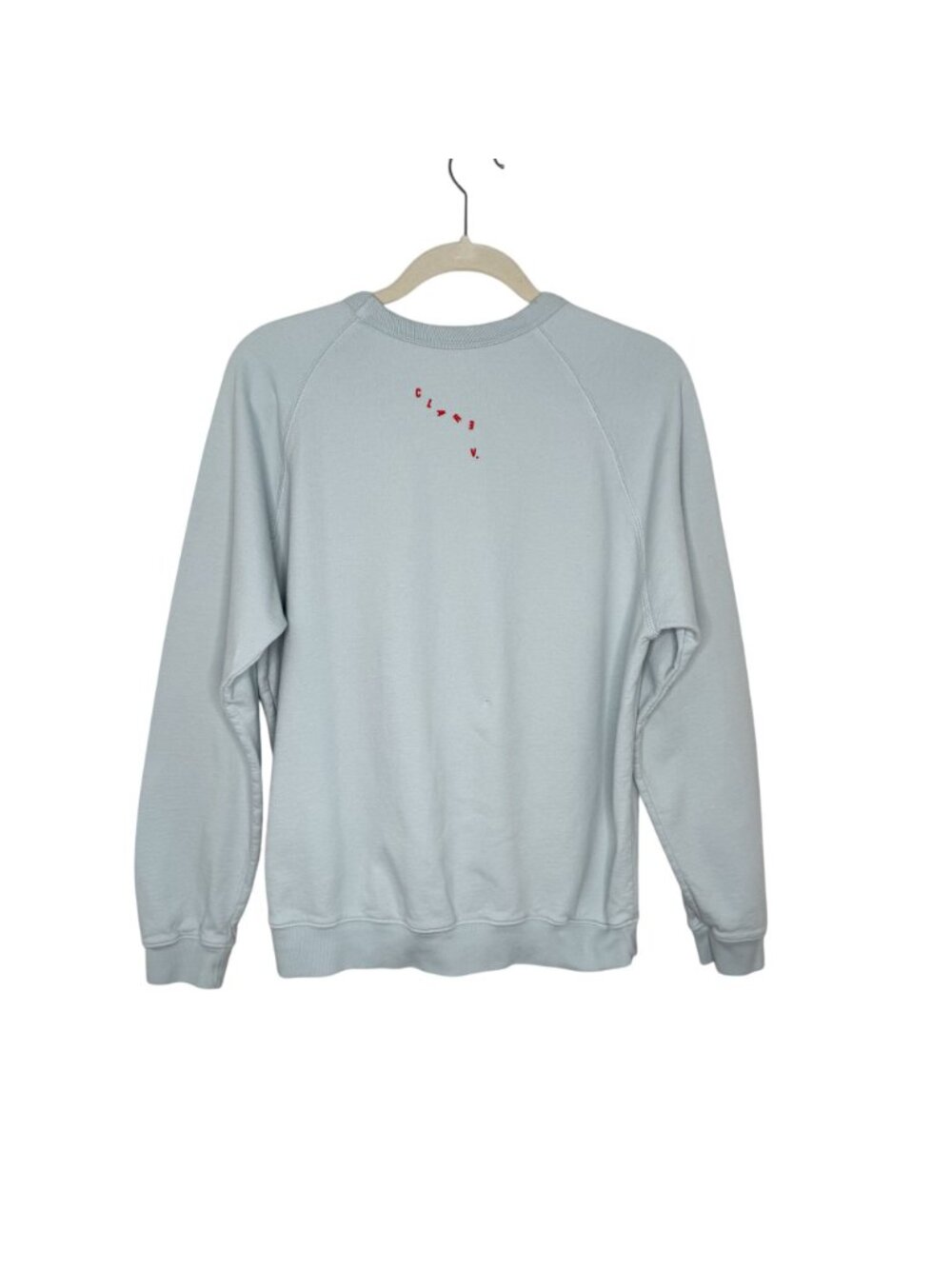 Clare V. Pale Blue w/ Poppy Lips Sweatshirt, M - Picture 2 of 9